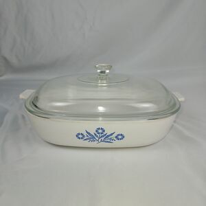 Corning Ware Blue Cornflower P-10-B 10 In Casserole Dish Glass Lid USA
